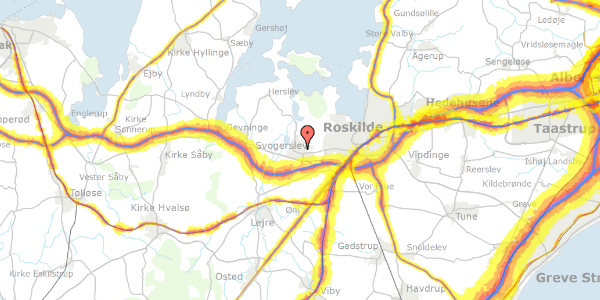 Trafikstøjkort på Hjørnekilden 23, 4000 Roskilde