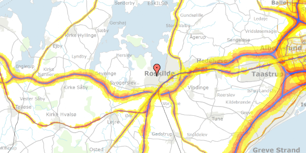 Trafikstøjkort på Hyldevej 8, 4000 Roskilde