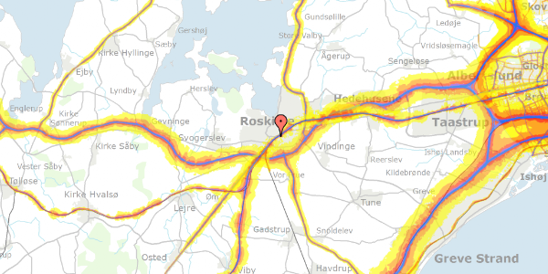 Trafikstøjkort på Jernbanegade 19, st. th, 4000 Roskilde