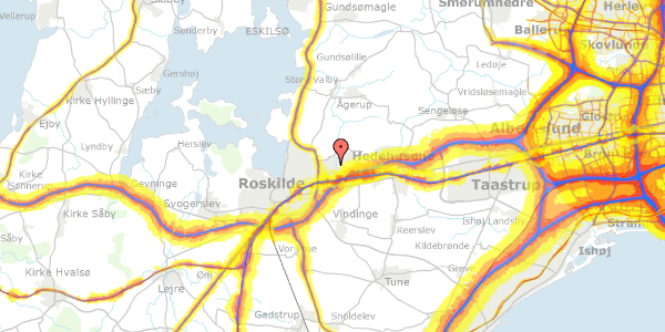 Trafikstøjkort på Joensuuvej 104, 4000 Roskilde