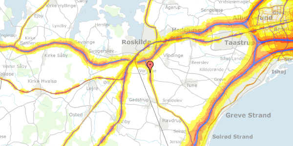 Trafikstøjkort på Kamstrupvej 14, 4000 Roskilde