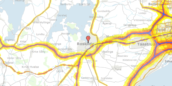 Trafikstøjkort på Kirkegade 28, 4000 Roskilde