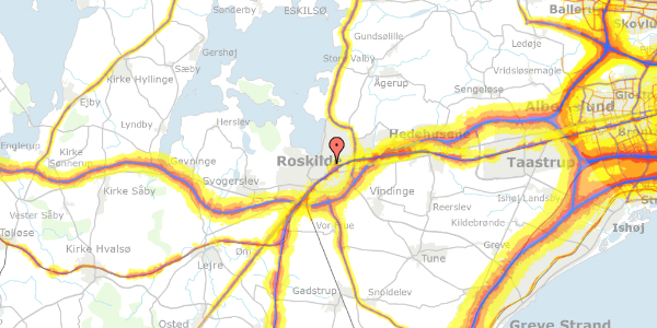 Trafikstøjkort på Knud Den Stores Vej 14, 4000 Roskilde