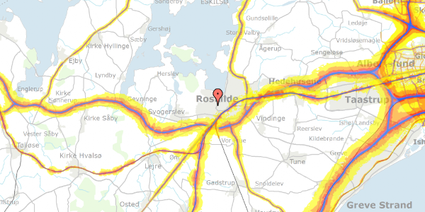 Trafikstøjkort på Lindevej 37, 4000 Roskilde