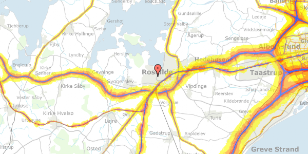 Trafikstøjkort på Lindevej 42, 4000 Roskilde