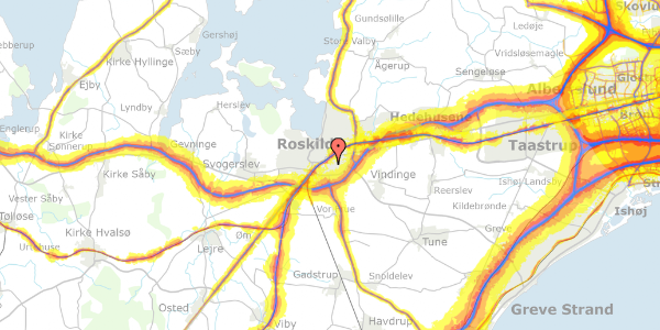 Trafikstøjkort på Munkesøvej 25, 4000 Roskilde