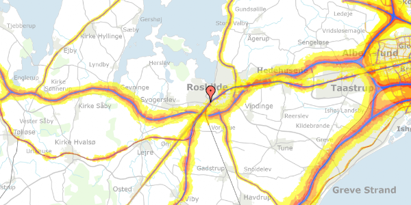 Trafikstøjkort på Møllehusvej 7, st. 3, 4000 Roskilde