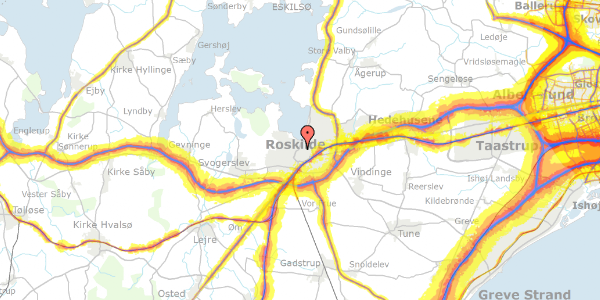 Trafikstøjkort på Roarsvej 6, 4000 Roskilde