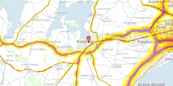 Trafikstøjkort på Roarsvej 10, 4000 Roskilde