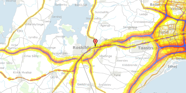 Trafikstøjkort på Svanevej 16B, 4000 Roskilde