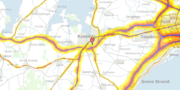 Trafikstøjkort på Søndre Ringvej 34, 2. 6, 4000 Roskilde