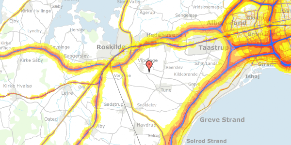 Trafikstøjkort på Tunevej 28, 4000 Roskilde
