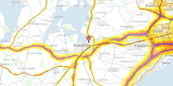 Trafikstøjkort på Valhalvej 24, 4000 Roskilde