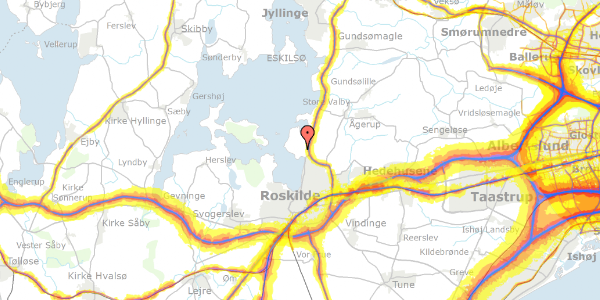 Trafikstøjkort på Veddelev Bygade 18, 4000 Roskilde