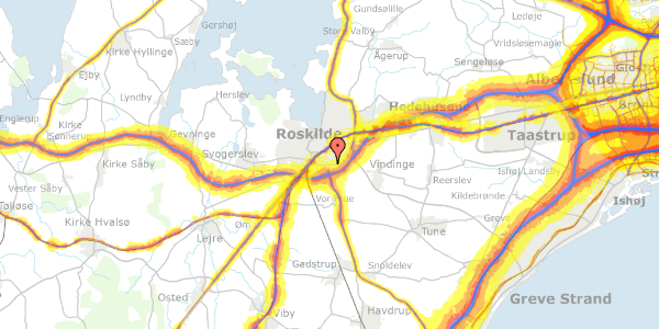 Trafikstøjkort på Vognmandsmarken 12, st. mf, 4000 Roskilde