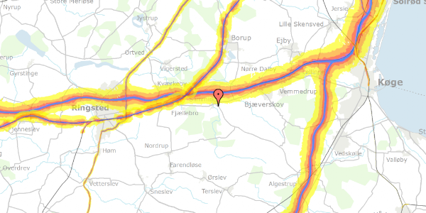 Trafikstøjkort på Birkedalsvej 15, 4100 Ringsted