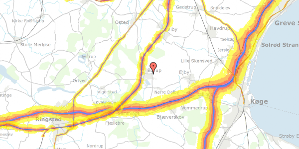 Trafikstøjkort på Bygmarken 11, 4140 Borup