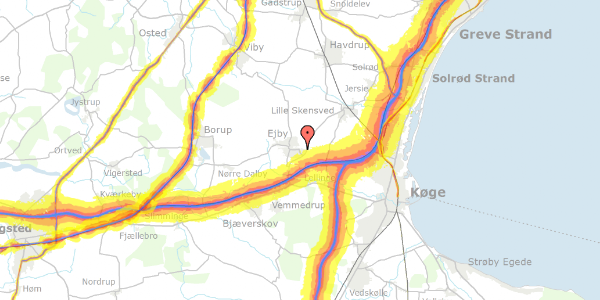 Trafikstøjkort på Dådyrvej 42, 4623 Lille Skensved