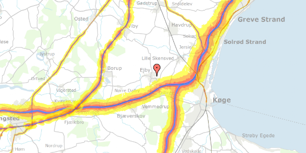 Trafikstøjkort på Kastaniehusene 4, 4623 Lille Skensved