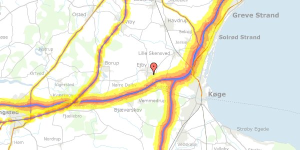 Trafikstøjkort på Rævens Kvarter 52, 4623 Lille Skensved