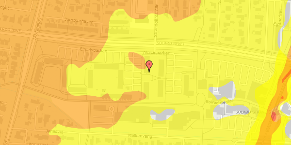 Trafikstøjkort på Akacieparken 10A, 1. 6, 2680 Solrød Strand