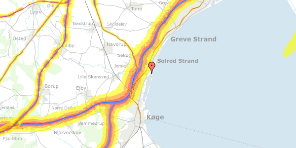 Trafikstøjkort på Rørsangervej 3, 2680 Solrød Strand