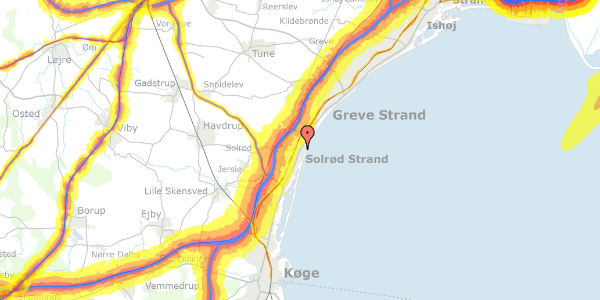 Trafikstøjkort på Solrød Strandvej 85B, 2680 Solrød Strand