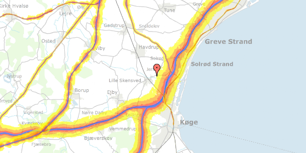 Trafikstøjkort på Yderholmvej 74, 4623 Lille Skensved