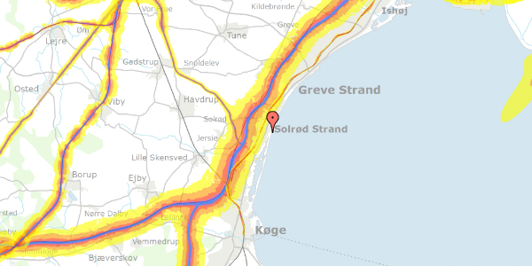 Trafikstøjkort på Østre Grænsevej 13, 2680 Solrød Strand