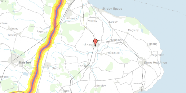 Trafikstøjkort på Farøvej 8, 4652 Hårlev