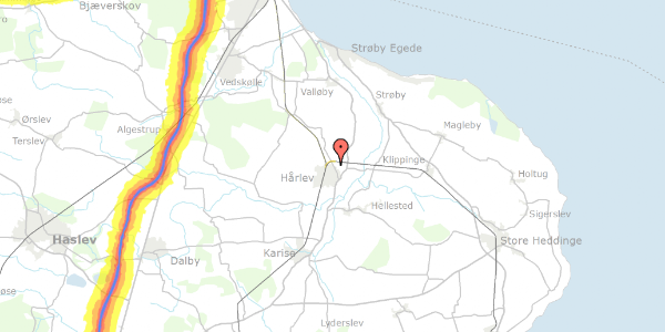 Trafikstøjkort på Himlingøjevej 13, 4652 Hårlev