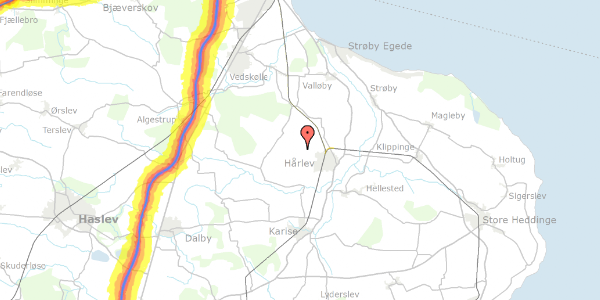 Trafikstøjkort på Hårlevvejen 14, 4652 Hårlev