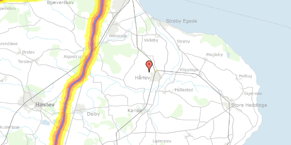 Trafikstøjkort på Hårlevvejen 16, 4652 Hårlev