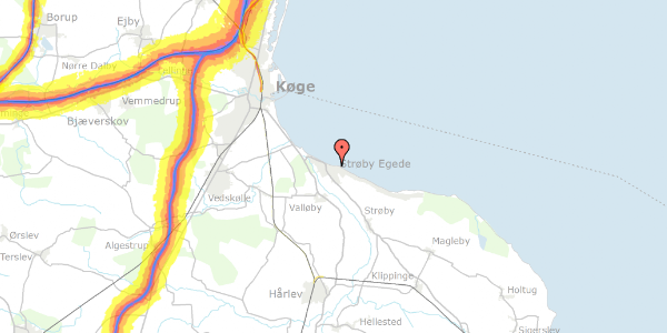 Trafikstøjkort på Kystvejen 28, 4600 Køge