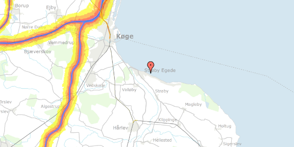 Trafikstøjkort på Kystvejen 100, 4600 Køge
