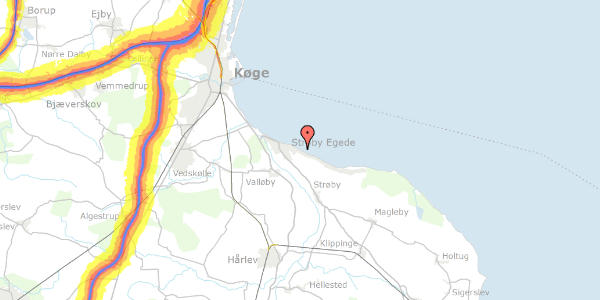 Trafikstøjkort på Kystvejen 119, 4671 Strøby