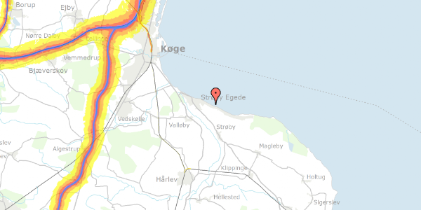 Trafikstøjkort på Kystvejen 152, 4671 Strøby