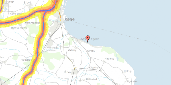 Trafikstøjkort på Kystvejen 168, 4671 Strøby