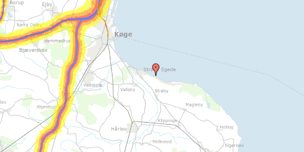 Trafikstøjkort på Kystvejen 176, 4671 Strøby