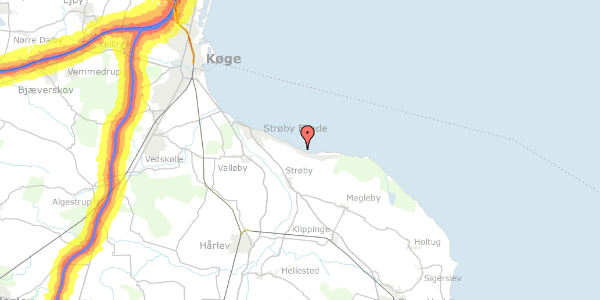 Trafikstøjkort på Kystvejen 264, 4671 Strøby