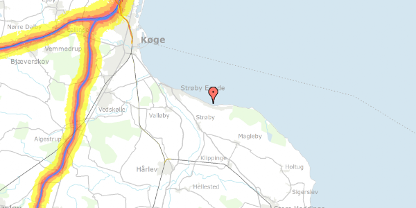 Trafikstøjkort på Kystvejen 280, 4671 Strøby