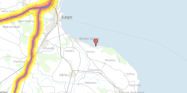 Trafikstøjkort på Kystvejen 317, 4671 Strøby