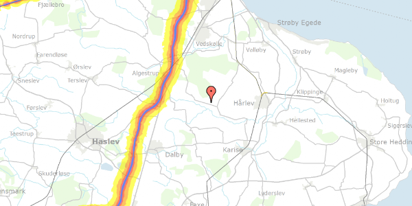 Trafikstøjkort på Skovkildevej 14, 4652 Hårlev