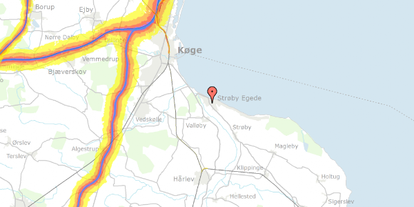 Trafikstøjkort på Skovvangsvej 80, 4600 Køge