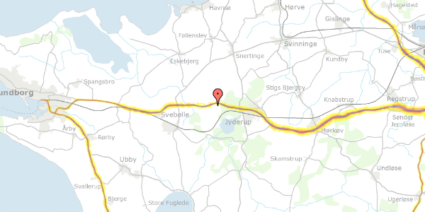 Trafikstøjkort på Bjergsted Byvej 9, 4450 Jyderup