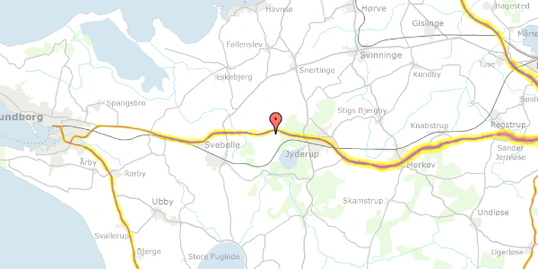 Trafikstøjkort på Bjergsted Byvej 10, 4450 Jyderup