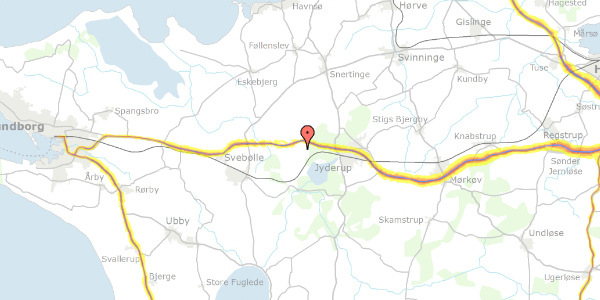 Trafikstøjkort på Bjergsted Byvej 30, 4450 Jyderup