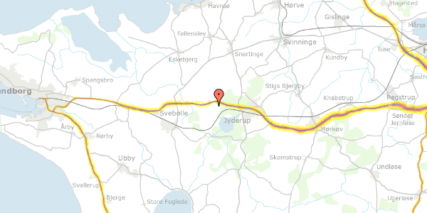 Trafikstøjkort på Kirkevej 3, 4450 Jyderup