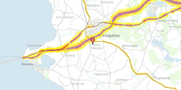 Trafikstøjkort på Bjergtoften 8, 4200 Slagelse