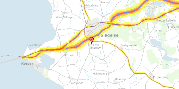 Trafikstøjkort på Bjergtoften 12, 4200 Slagelse